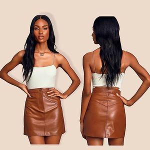 BB Dakota Brown Vegan Leather Mini Skirt [size 0] NWT with DAMAGE
